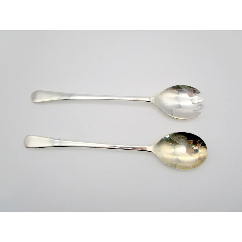 Vintage Sheffield England Silverplate Salad Serving Set Spoon Fork 9 3/8
